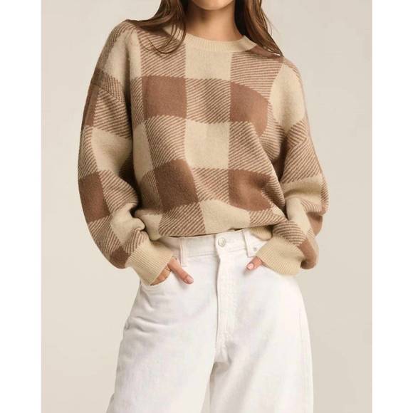 NEW Z SUPPLY check you later plaid sweater in campfire - Picture 1 of 4